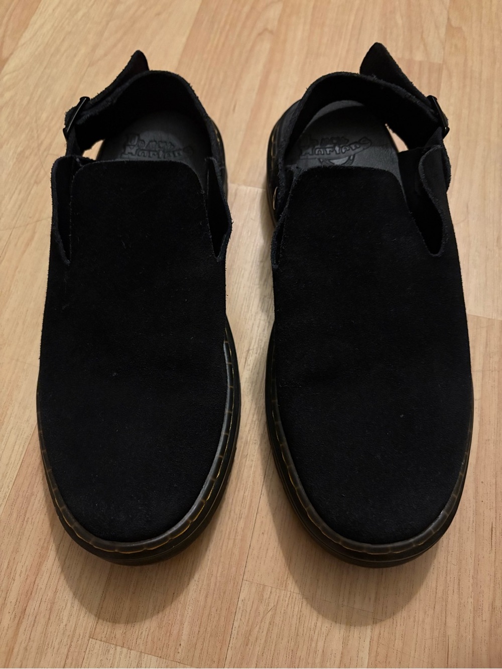 Dr. Martens Black Suede Carlson Platform Sandals